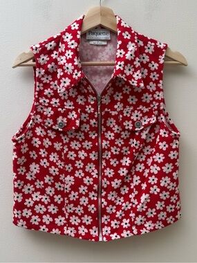 Paquette Red Daisy Zip-Front Jacket